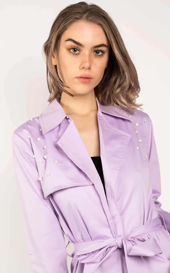 Cheapest ???? Ettie Lilac Trench ???? Coat With Pearl Embellishments ???? 5 Cheapest ???? Ettie Lilac Trench ???? Coat With Pearl Embellishments ???? - Image 3