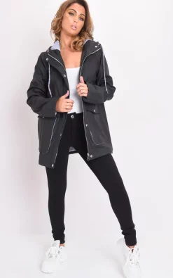 Best deal ???? LILY LULU FASHION Waterproof Hooded Rain Mac In Black ✨