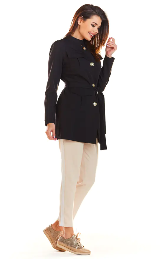 Flash Sale ???? AWAMA Bound Trench Jacket With Gold Buttons In Black ???? 4 Flash Sale ???? AWAMA Bound Trench Jacket With Gold Buttons In Black ???? - Image 2