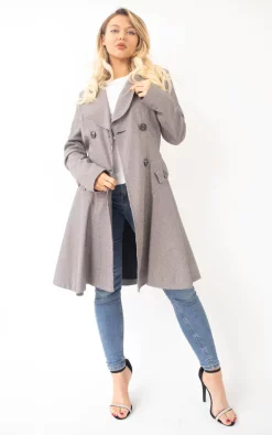 Discount ❤️ De La Creme Fashions Vanessa ???? Dogtooth Check Fit And Flare Mac ???? -De La Creme Fashions Shop unnamed file 939