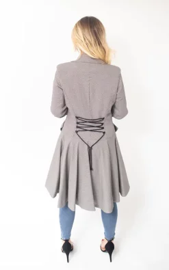 Discount ❤️ De La Creme Fashions Vanessa ???? Dogtooth Check Fit And Flare Mac ???? -De La Creme Fashions Shop unnamed file 940