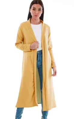 Brand new ???? Oops Fashion Long Open Front Jacket In Mustard ????