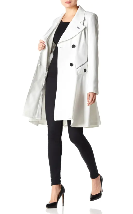 Promo ✔️ De La Creme Fashions Vanessa White ???? Dogtooth Trim Fit And Flare Mac ???? 4 Promo ✔️ De La Creme Fashions Vanessa White ???? Dogtooth Trim Fit And Flare Mac ???? - Image 2