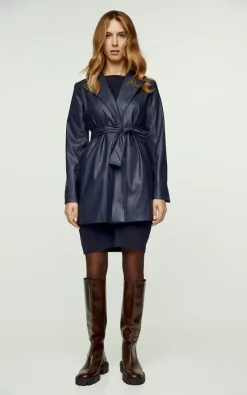 Cheap ???? Conquista Fashion Navy Faux Leather Jacket With Belt ???? -De La Creme Fashions Shop unnamed file 96