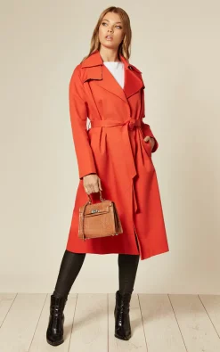 Promo ???? De La Creme Fashions Louise Red Wrap Around Duster Trench ???? Coat ⌛