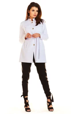 Best Pirce ???? AWAMA Bound Trench Jacket With Gold Buttons In White ????