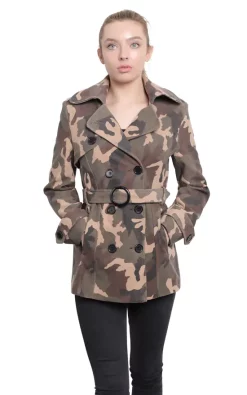 Promo ???? De La Creme Fashions Red Camo Print Belted Pea ???? Coat ????