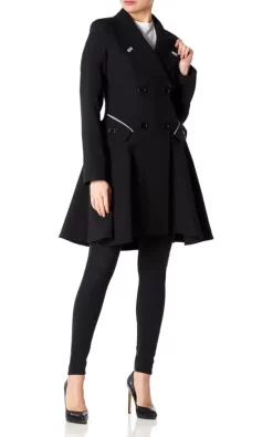 Top 10 ???? De La Creme Fashions Vanessa Black ???? Dogtooth Trim Fit And Flare Mac ????