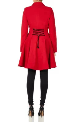 Promo ???? De La Creme Fashions Vanessa Red ???? Dogtooth Trim Fit And Flare Mac ???? -De La Creme Fashions Shop unnamed file 994